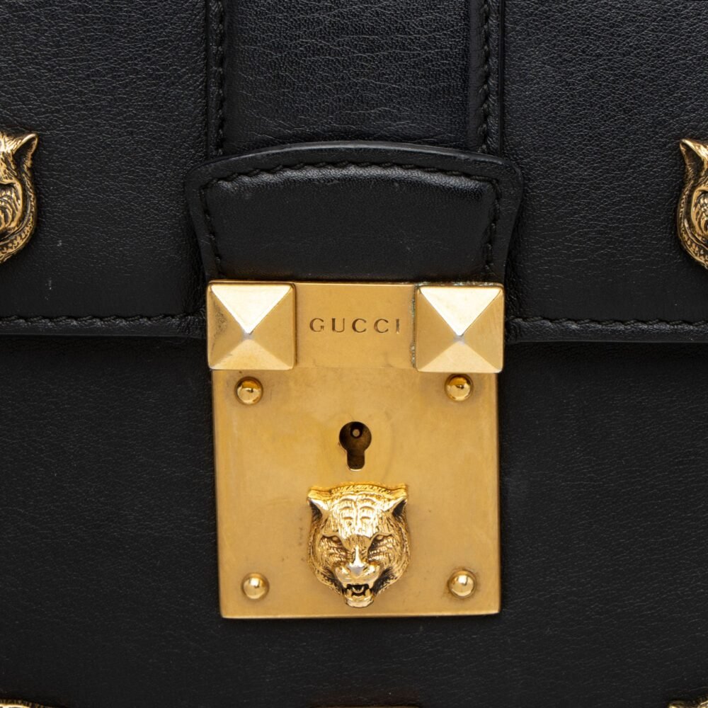 Gucci Calfskin Cat Lock Medium Top Handle