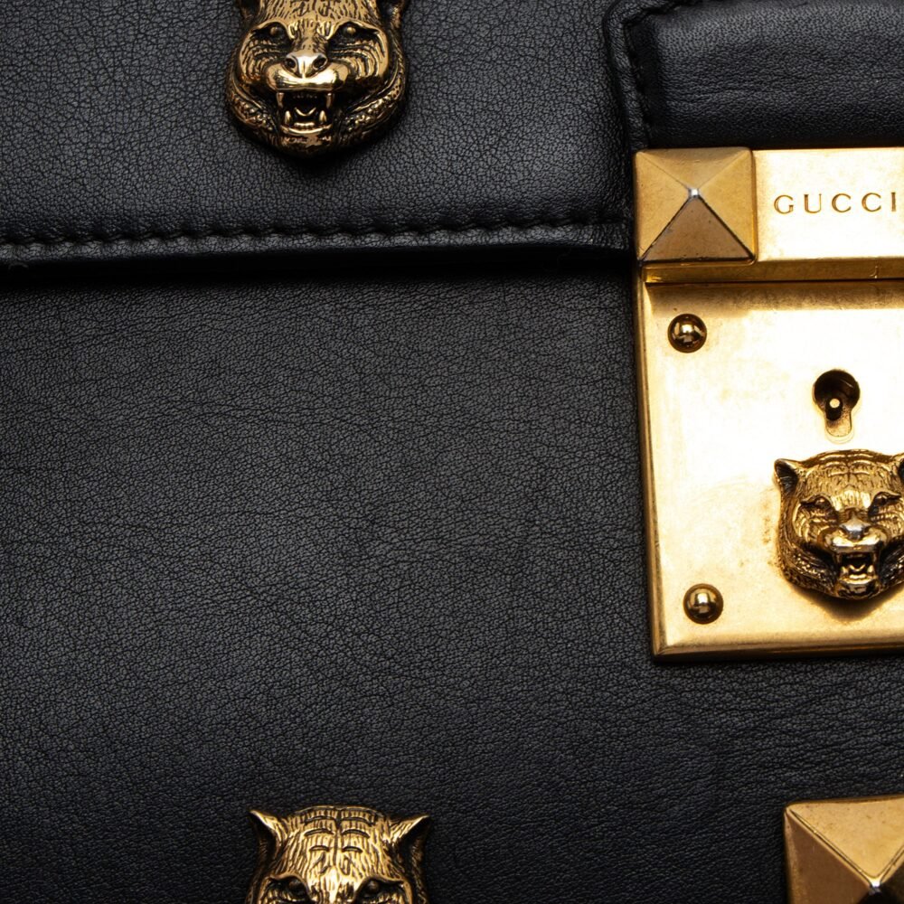 Gucci Calfskin Cat Lock Medium Top Handle