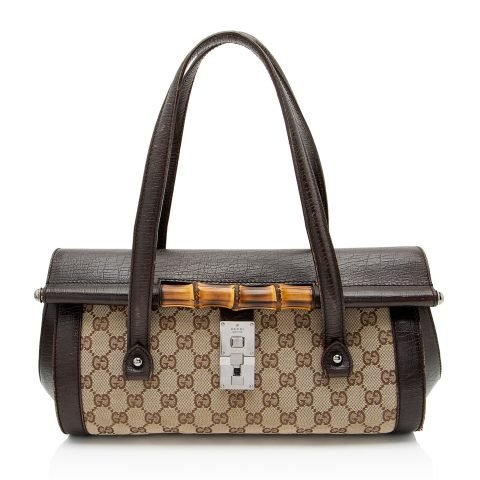 Gucci GG Canvas Bamboo Bullet Medium Satchel