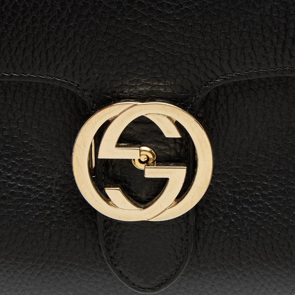 Gucci Leather Interlocking G Small Top Handle