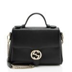 Gucci Leather Interlocking G Small Top Handle