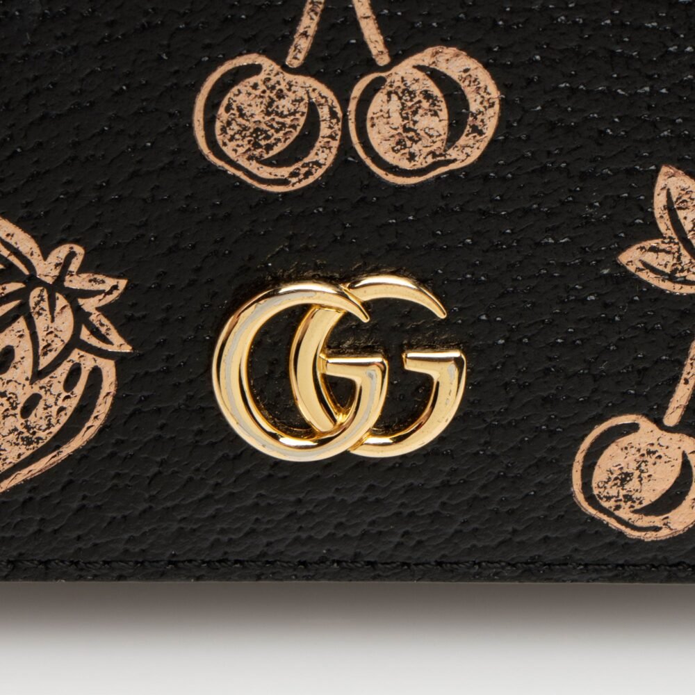 Gucci Leather Strawberry Cherry GG Marmont Card Holder