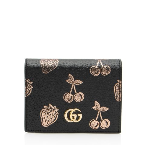 Gucci Leather Strawberry Cherry GG Marmont Card Holder