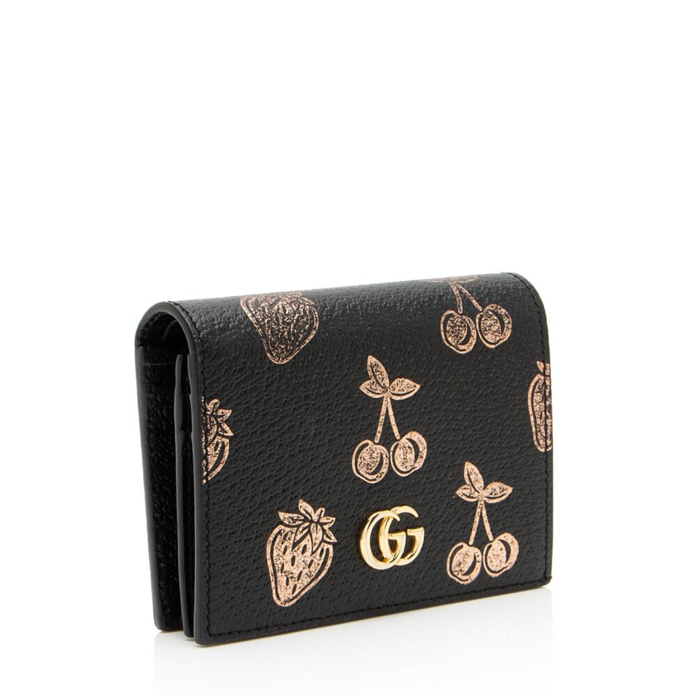 Gucci Leather Strawberry Cherry GG Marmont Card Holder