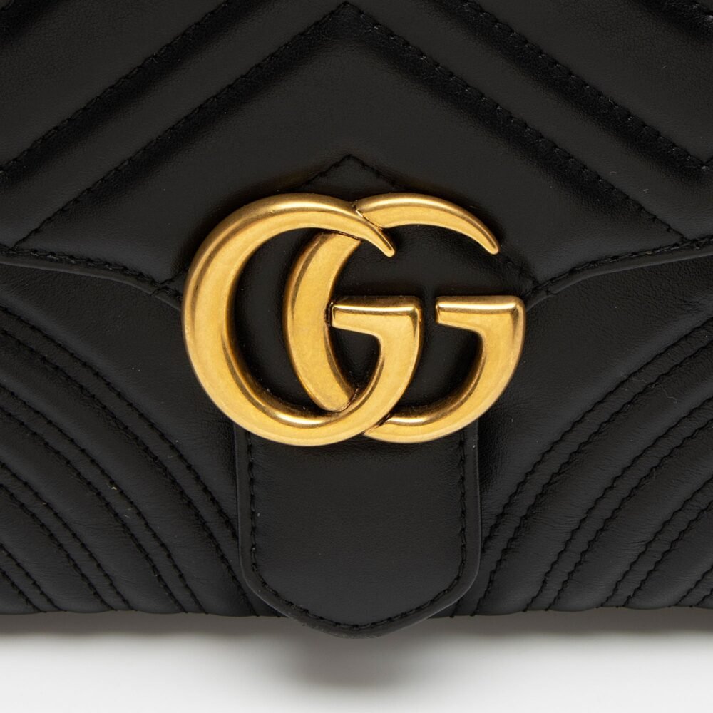 Gucci Matelasse Leather GG Marmont Top Handle Small Shoulder Bag