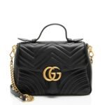 Gucci Matelasse Leather GG Marmont Top Handle Small Shoulder Bag