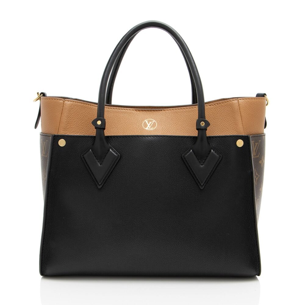 Louis Vuitton Calfskin Monogram Canvas On My Side MM Tote