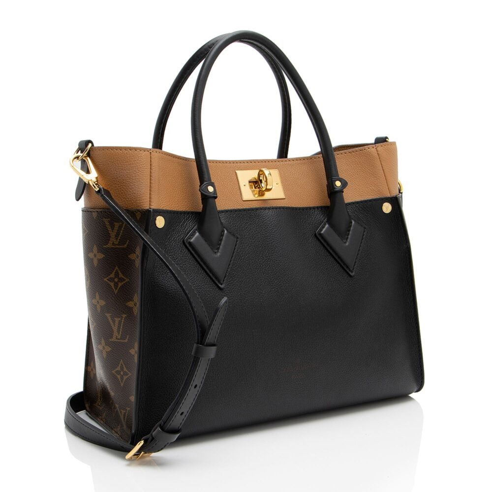 Louis Vuitton Calfskin Monogram Canvas On My Side MM Tote