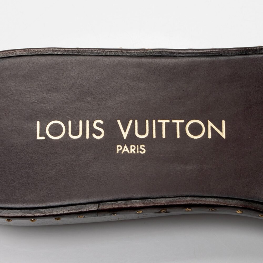 Louis Vuitton Monogram Denim Lock It Mule Sandals - Size 7.5 / 37.5