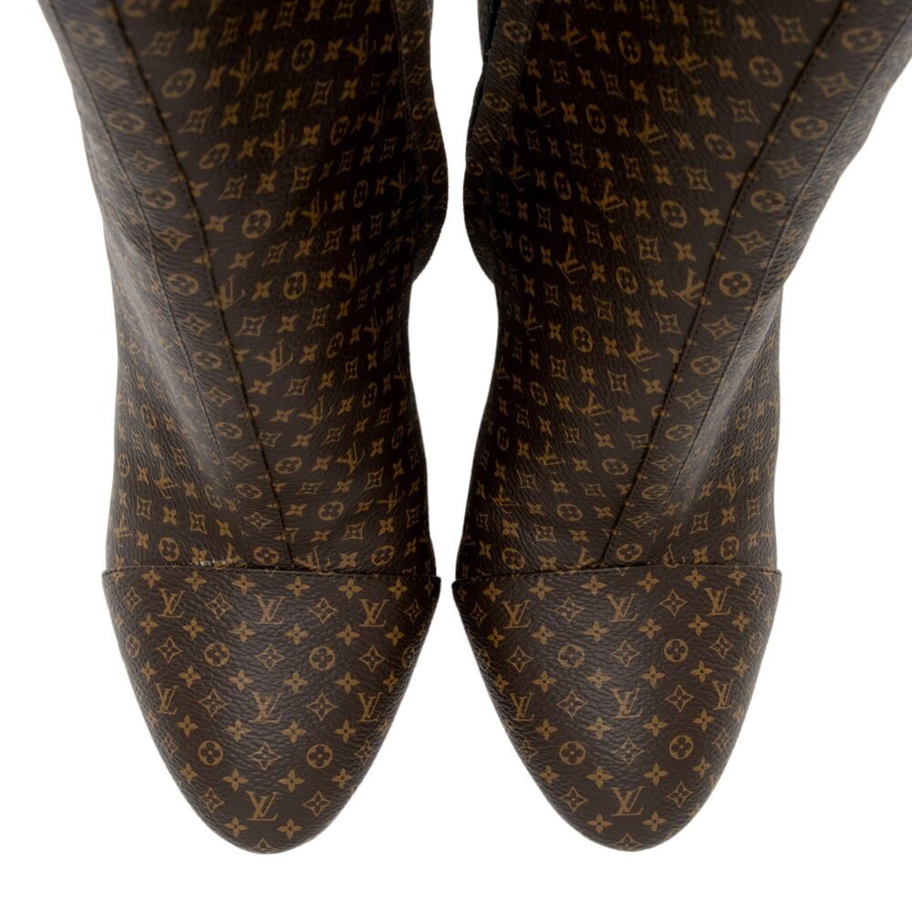 Louis Vuitton Nano Monogram Canvas Silhouette Ankle Boots - Size 8 / 38